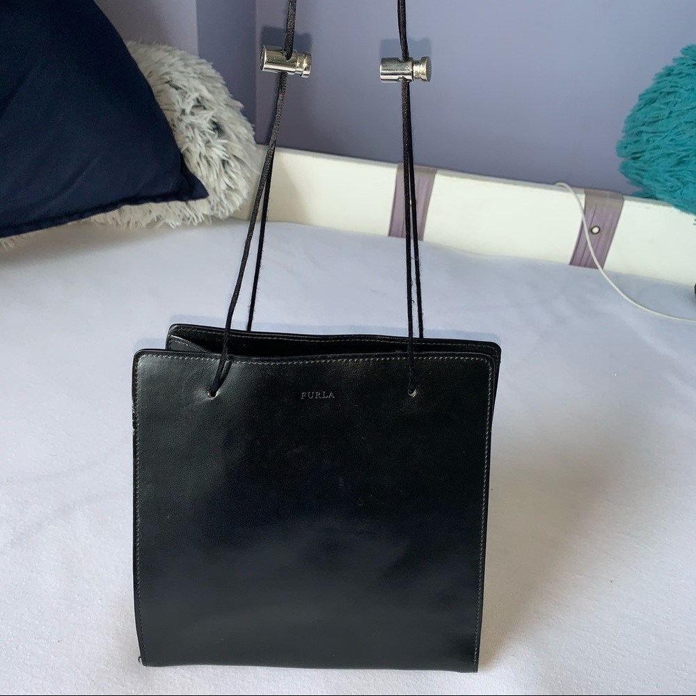 Furla black drawstring shoulder bag